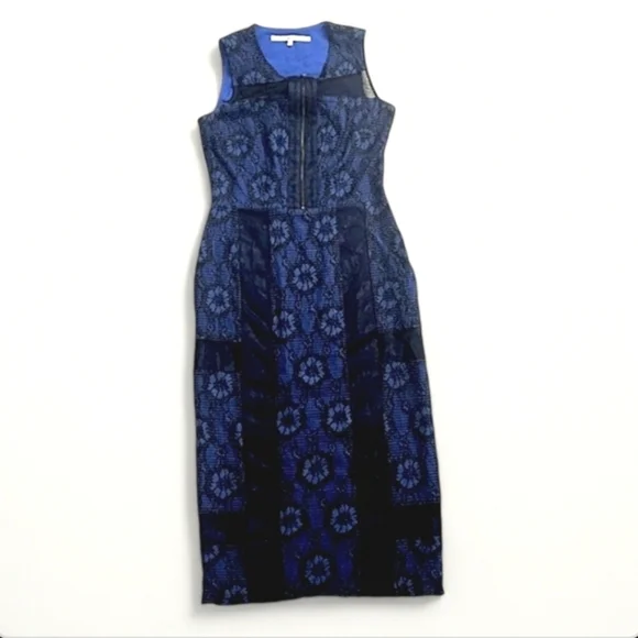 Rachel Roy Blue and Black Lace Midi Dress - Size 8 - Picture 3 of 7